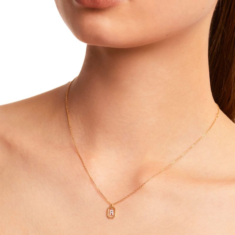 Main Image 2 of PDPAOLA™ at Zales Lab-Grown Diamond Accent Letter "R" Initial Pendant in 18K Gold