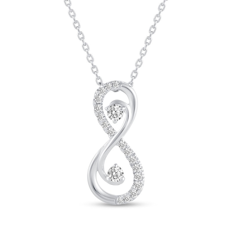 Main Image 1 of 1/4 CT. T.W. Diamond Linear Infinity Pendant in Sterling Silver