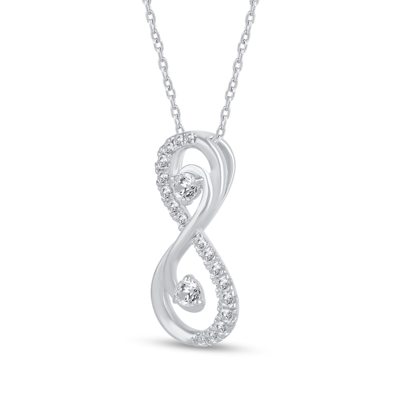 Main Image 2 of 1/4 CT. T.W. Diamond Linear Infinity Pendant in Sterling Silver