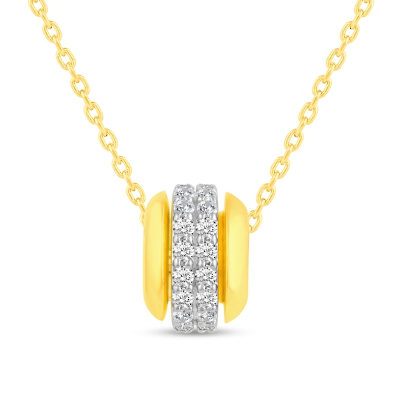 1/2 CT. T.w. Diamond Double Row Stopper Bead Pendant in 14K Gold
