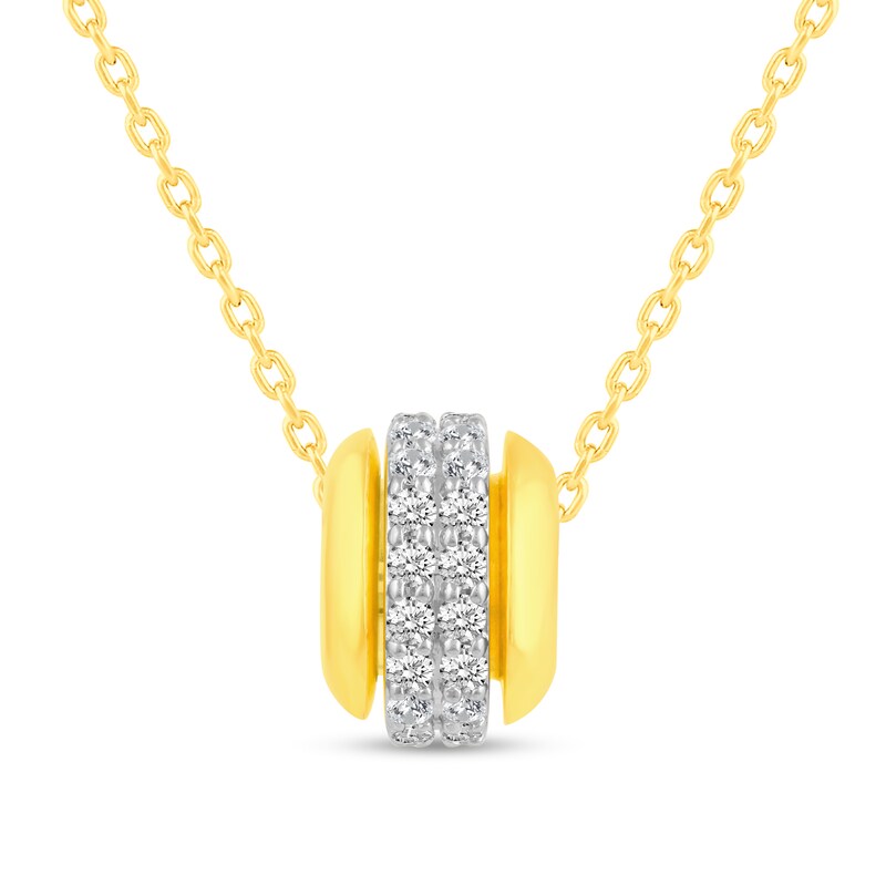 Main Image 1 of 1/2 CT. T.W. Diamond Double Row Stopper Bead Pendant in 14K Gold