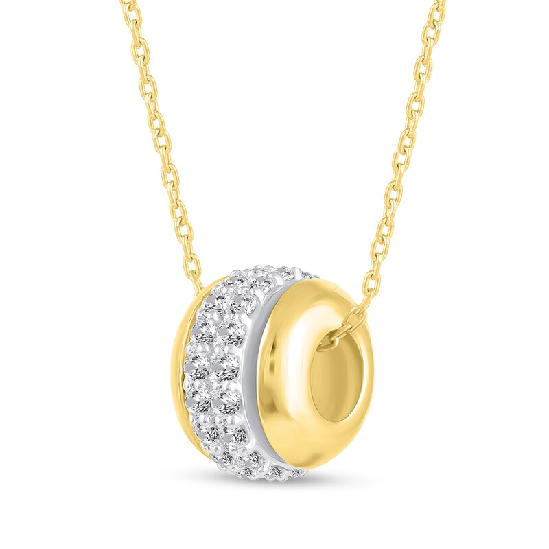 Main Image 2 of 1/2 CT. T.W. Diamond Double Row Stopper Bead Pendant in 14K Gold