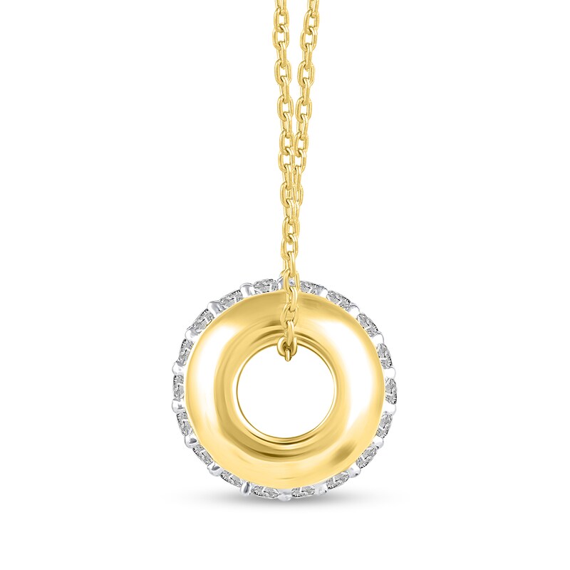 Main Image 3 of 1/2 CT. T.W. Diamond Double Row Stopper Bead Pendant in 14K Gold