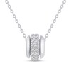 Thumbnail Image 1 of 1/2 CT. T.W. Diamond Double Row Stopper Bead Pendant in 14K White Gold