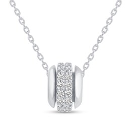 1/2 CT. T.W. Diamond Double Row Stopper Bead Pendant in 14K White Gold