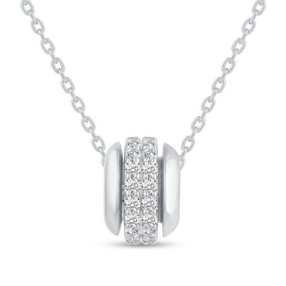 1/2 CT. T.w. Diamond Double Row Stopper Bead Pendant in 14K White Gold