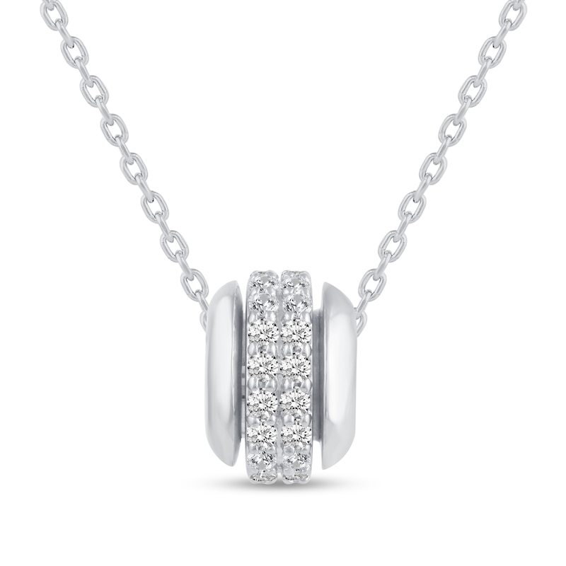 Main Image 1 of 1/2 CT. T.W. Diamond Double Row Stopper Bead Pendant in 14K White Gold