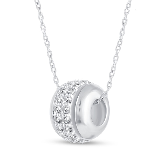 1/2 CT. T.w. Diamond Double Row Stopper Bead Pendant in 14K White Gold