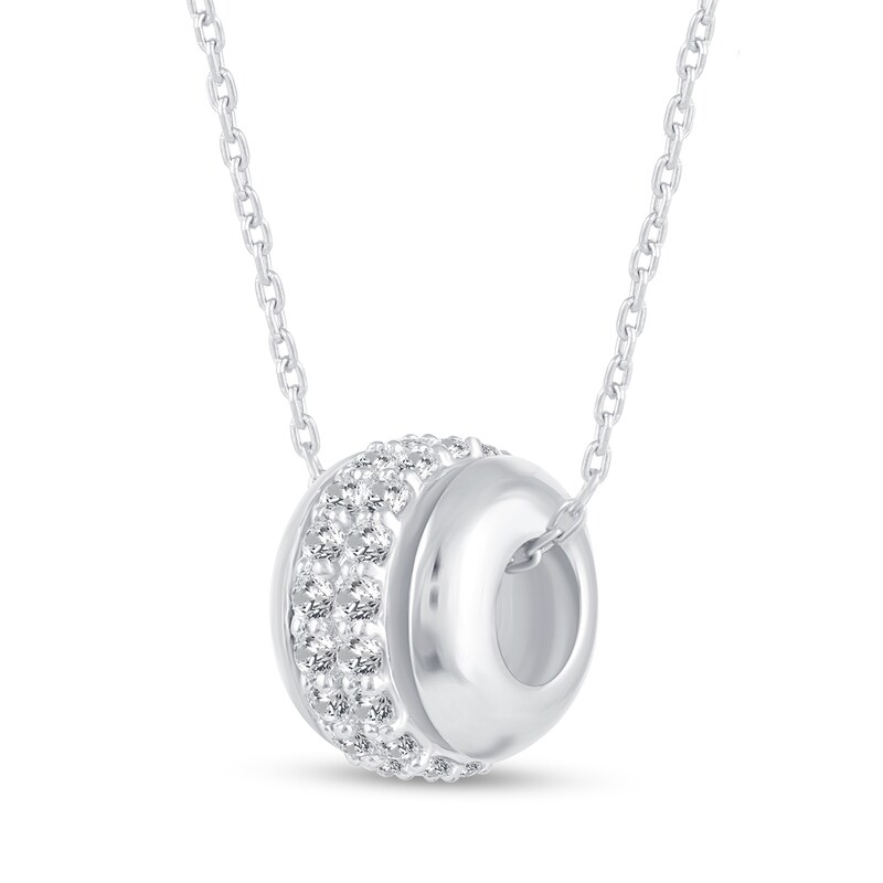 Main Image 2 of 1/2 CT. T.W. Diamond Double Row Stopper Bead Pendant in 14K White Gold