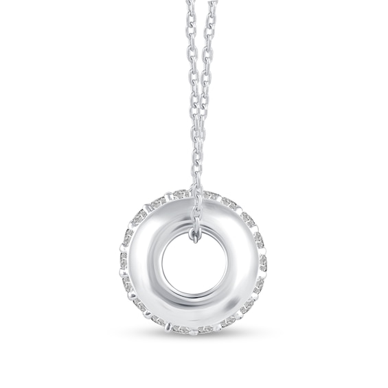 1/2 CT. T.w. Diamond Double Row Stopper Bead Pendant in 14K White Gold