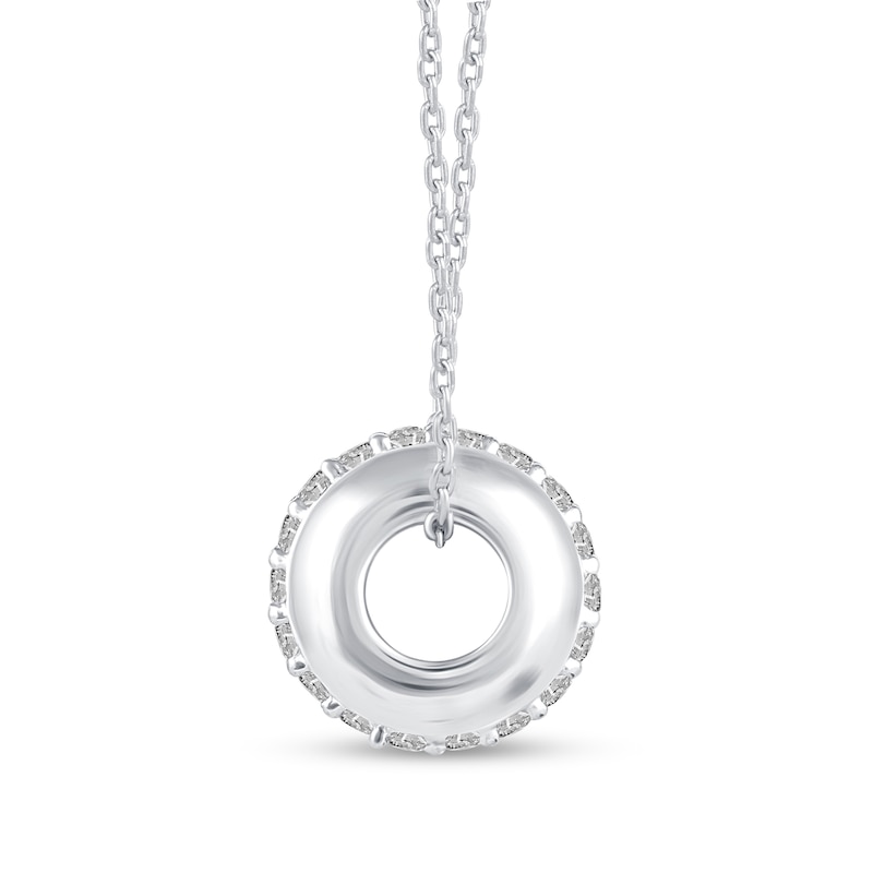 Main Image 3 of 1/2 CT. T.W. Diamond Double Row Stopper Bead Pendant in 14K White Gold