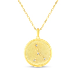 1/20 CT. T.W. Diamond Cancer Zodiac Disc Pendant in Sterling Silver with Yellow Rhodium