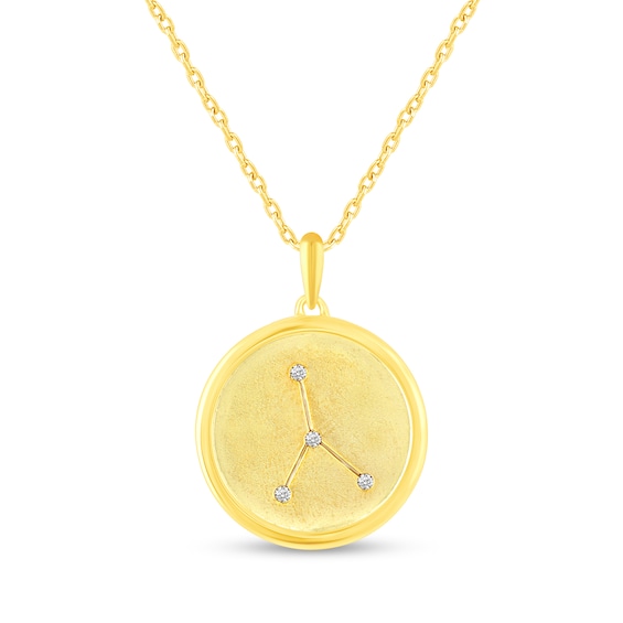 1/20 CT. T.w. Diamond Cancer Zodiac Disc Pendant in Sterling Silver with Yellow Rhodium