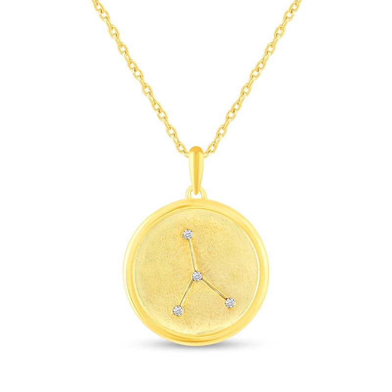 Main Image 1 of 1/20 CT. T.W. Diamond Cancer Zodiac Disc Pendant in Sterling Silver with Yellow Rhodium