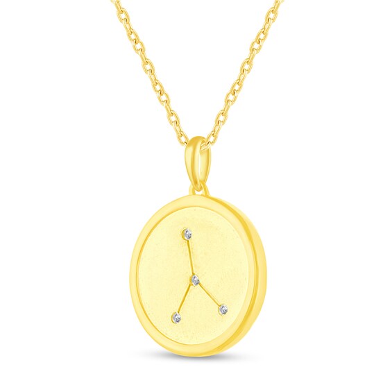 1/20 CT. T.w. Diamond Cancer Zodiac Disc Pendant in Sterling Silver with Yellow Rhodium