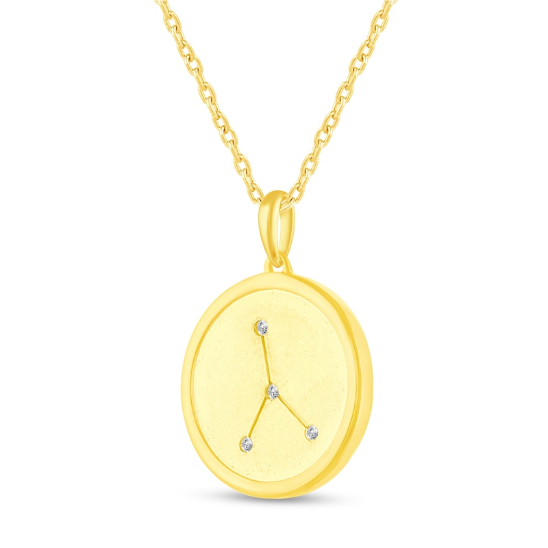 Main Image 2 of 1/20 CT. T.W. Diamond Cancer Zodiac Disc Pendant in Sterling Silver with Yellow Rhodium