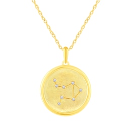 1/15 CT. T.W. Diamond Libra Zodiac Disc Pendant in Sterling Silver with Yellow Rhodium