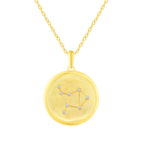 1/15 CT. T.w. Diamond Libra Zodiac Disc Pendant in Sterling Silver with Yellow Rhodium