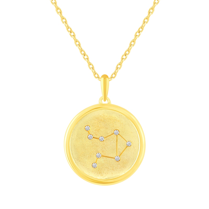 Main Image 1 of 1/15 CT. T.W. Diamond Libra Zodiac Disc Pendant in Sterling Silver with Yellow Rhodium