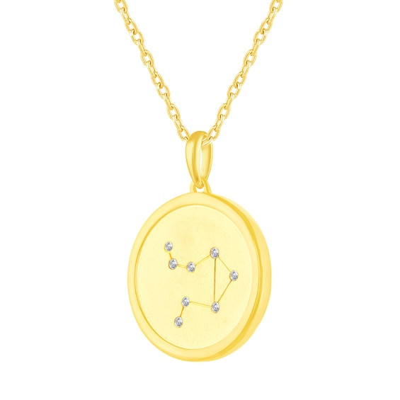 1/15 CT. T.w. Diamond Libra Zodiac Disc Pendant in Sterling Silver with Yellow Rhodium