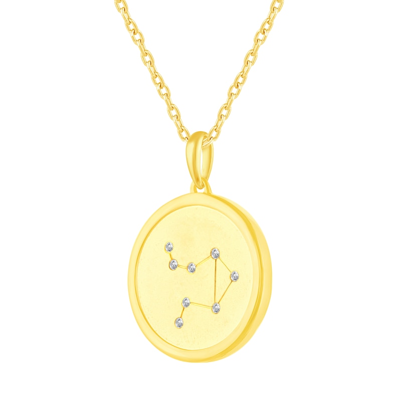 Main Image 2 of 1/15 CT. T.W. Diamond Libra Zodiac Disc Pendant in Sterling Silver with Yellow Rhodium