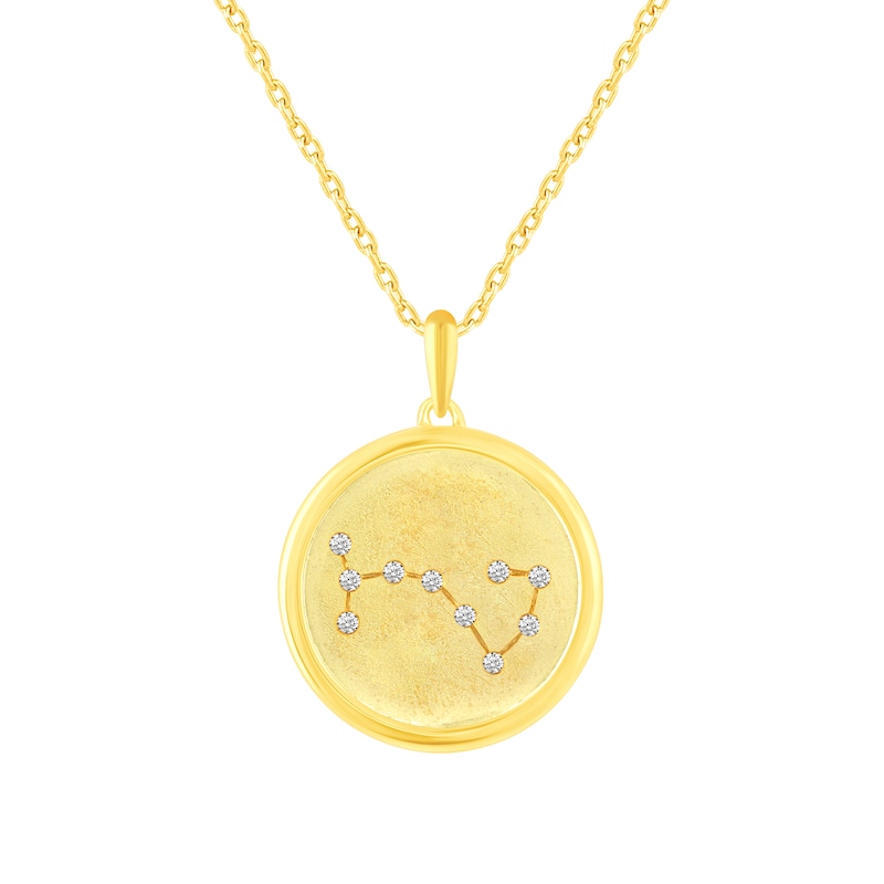 Main Image 1 of 1/10 CT. T.W. Diamond Scorpio Zodiac Disc Pendant in Sterling Silver with Yellow Rhodium