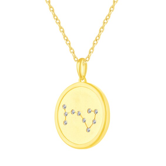 1/10 CT. T.w. Diamond Scorpio Zodiac Disc Pendant in Sterling Silver with Yellow Rhodium