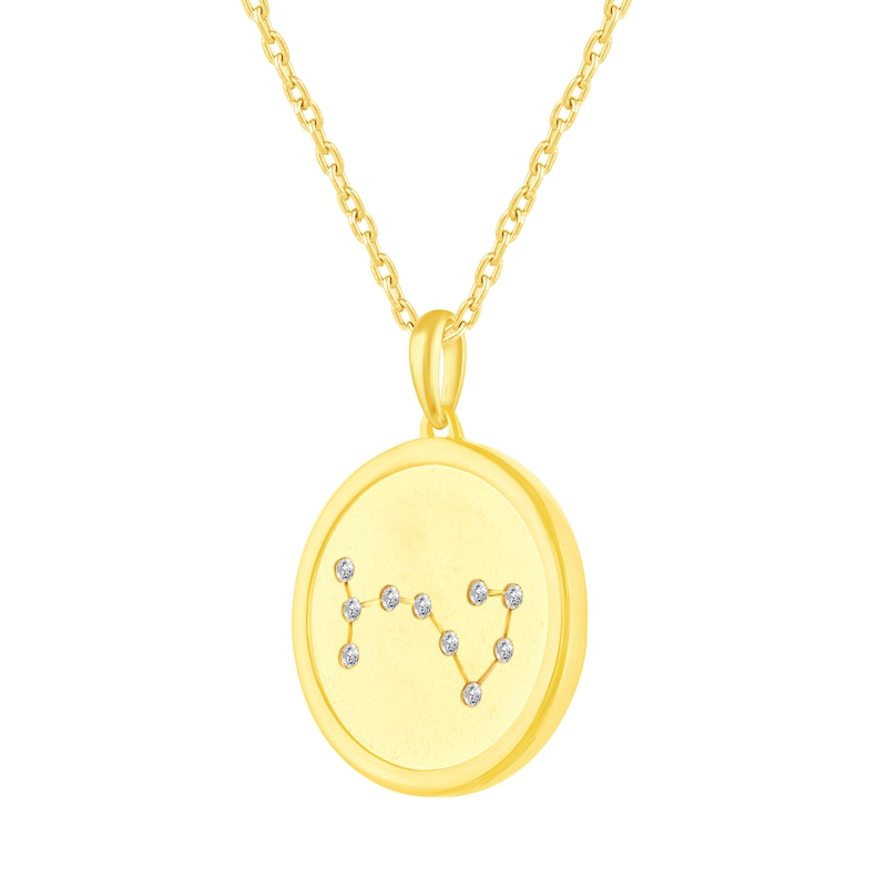 Main Image 2 of 1/10 CT. T.W. Diamond Scorpio Zodiac Disc Pendant in Sterling Silver with Yellow Rhodium
