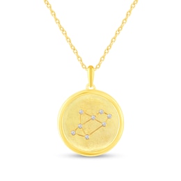 1/15 CT. T.W. Diamond Sagittarius Zodiac Disc Pendant in Sterling Silver with Yellow Rhodium