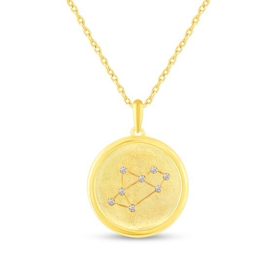 1/15 CT. T.w. Diamond Sagittarius Zodiac Disc Pendant in Sterling Silver with Yellow Rhodium