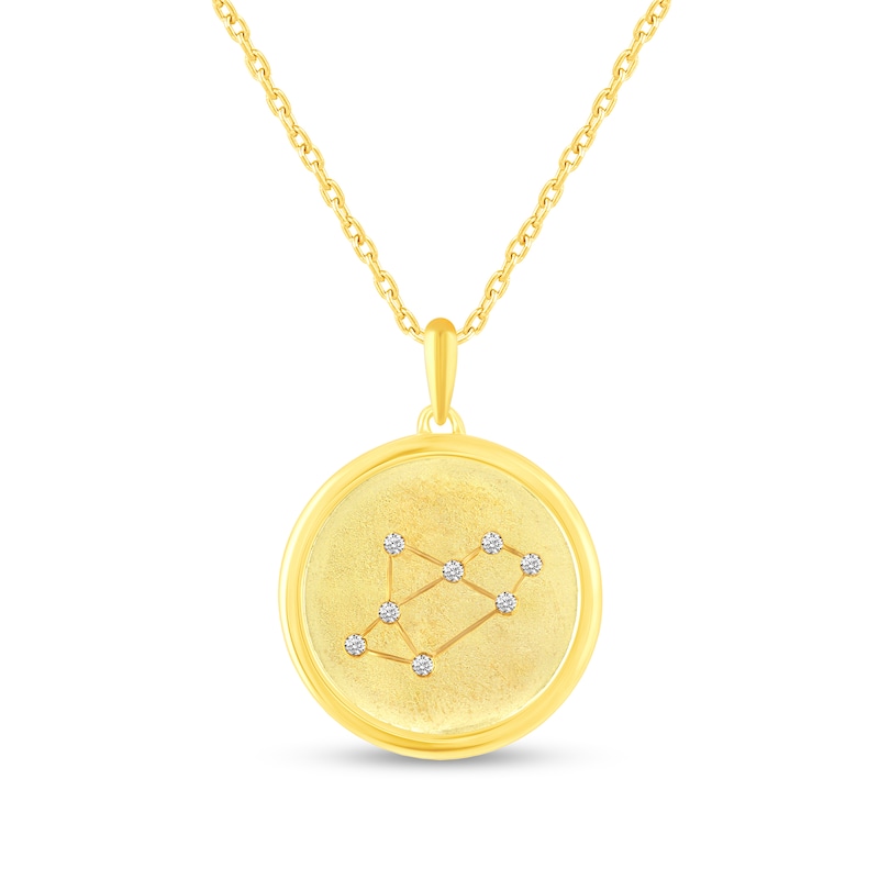 Main Image 1 of 1/15 CT. T.W. Diamond Sagittarius Zodiac Disc Pendant in Sterling Silver with Yellow Rhodium