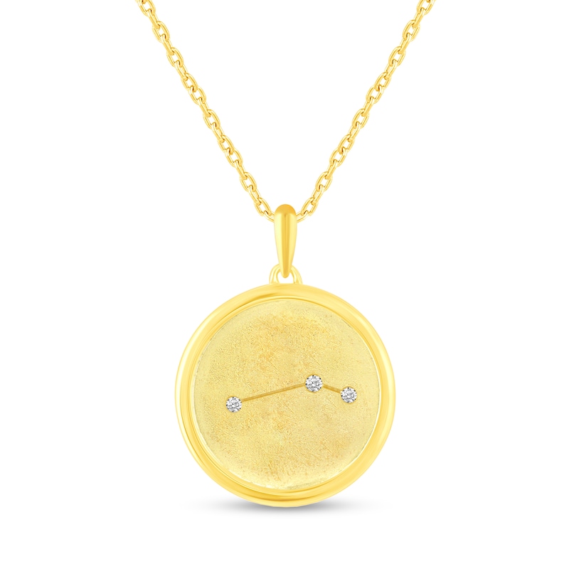 Main Image 1 of Diamond Accent Aries Zodiac Disc Pendant in Sterling Silver with Yellow Rhodium