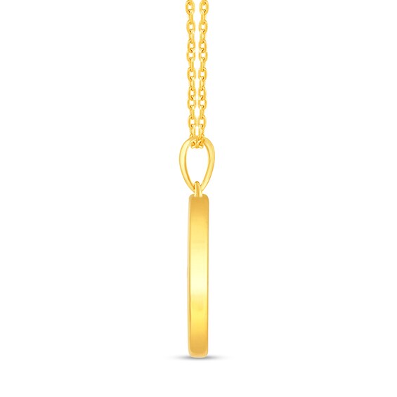 Diamond Accent Aries Zodiac Disc Pendant in Sterling Silver with Yellow Rhodium