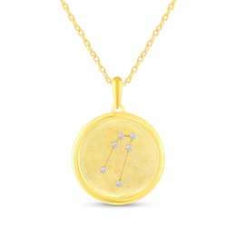 1/20 CT. T.W. Diamond Taurus Zodiac Disc Pendant in Sterling Silver with Yellow Rhodium