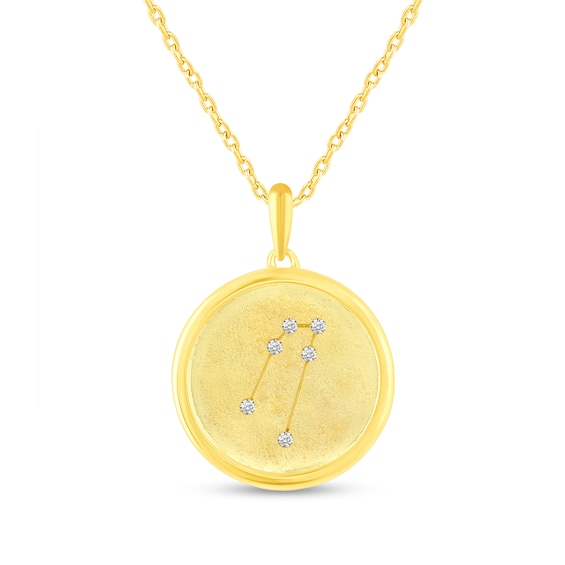 1/20 CT. T.w. Diamond Taurus Zodiac Disc Pendant in Sterling Silver with Yellow Rhodium