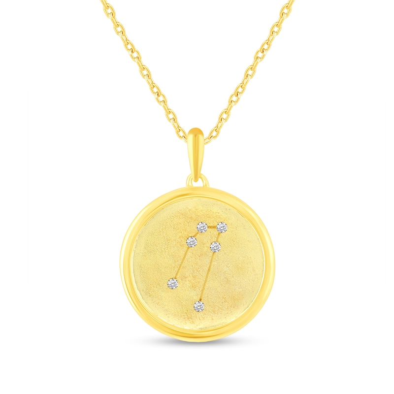 1/20 CT. T.W. Diamond Taurus Zodiac Disc Pendant in Sterling Silver with Yellow Rhodium