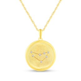 1/15 CT. T.W. Diamond Capricorn Zodiac Disc Pendant in Sterling Silver with Yellow Rhodium