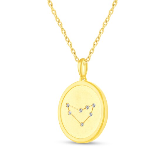 1/15 CT. T.w. Diamond Capricorn Zodiac Disc Pendant in Sterling Silver with Yellow Rhodium
