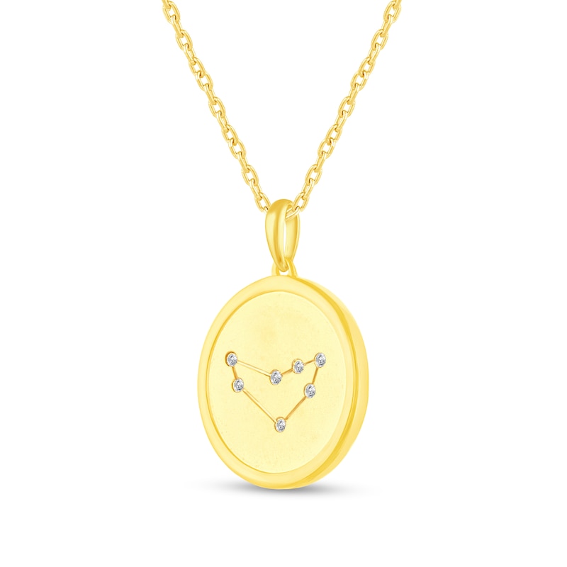 Main Image 2 of 1/15 CT. T.W. Diamond Capricorn Zodiac Disc Pendant in Sterling Silver with Yellow Rhodium
