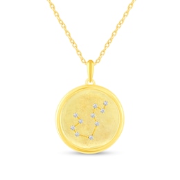 1/10 CT. T.W. Diamond Aquarius Zodiac Disc Pendant in Sterling Silver with Yellow Rhodium