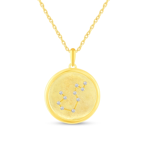 1/10 CT. T.w. Diamond Aquarius Zodiac Disc Pendant in Sterling Silver with Yellow Rhodium