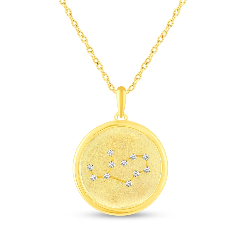 Main Image 1 of 1/10 CT. T.W. Diamond Virgo Zodiac Disc Pendant in Sterling Silver with Yellow Rhodium