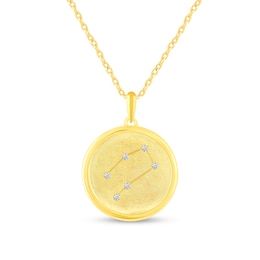 1/20 CT. T.W. Diamond Gemini Zodiac Disc Pendant in Sterling Silver with Yellow Rhodium
