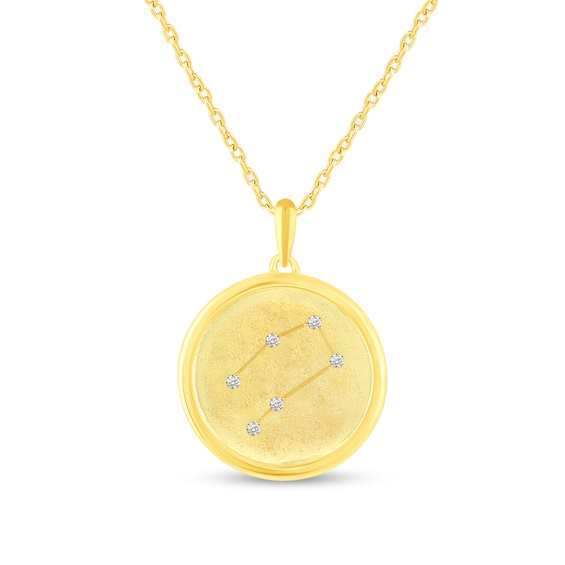 1/20 CT. T.w. Diamond Gemini Zodiac Disc Pendant in Sterling Silver with Yellow Rhodium