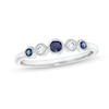 Thumbnail Image 1 of Alternating Blue Sapphire and 1/10 CT. T.W. Diamond Five Stone Vintage-Style Ring in 10K White Gold