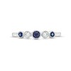 Thumbnail Image 4 of Alternating Blue Sapphire and 1/10 CT. T.W. Diamond Five Stone Vintage-Style Ring in 10K White Gold