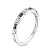 Thumbnail Image 3 of Alternating Baguette-Cut Blue Sapphire and 1/6 CT. T.W. Diamond Station Band in 10K White Gold