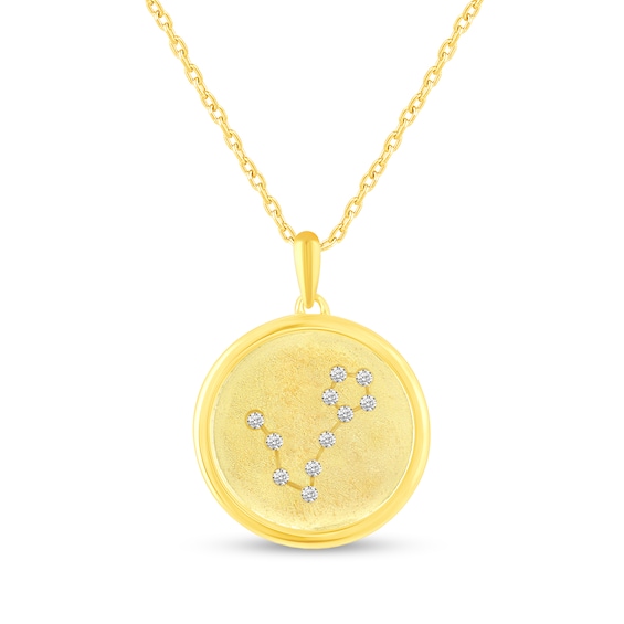 1/10 CT. T.w. Diamond Pisces Zodiac Disc Pendant in Sterling Silver with Yellow Rhodium