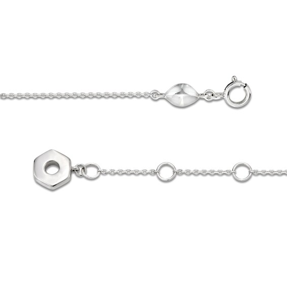 Blue Sapphire Circle Hexagon Bracelet in 10K White Gold