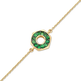 Tsavorite Circle Hexagon Bracelet in 10K Gold